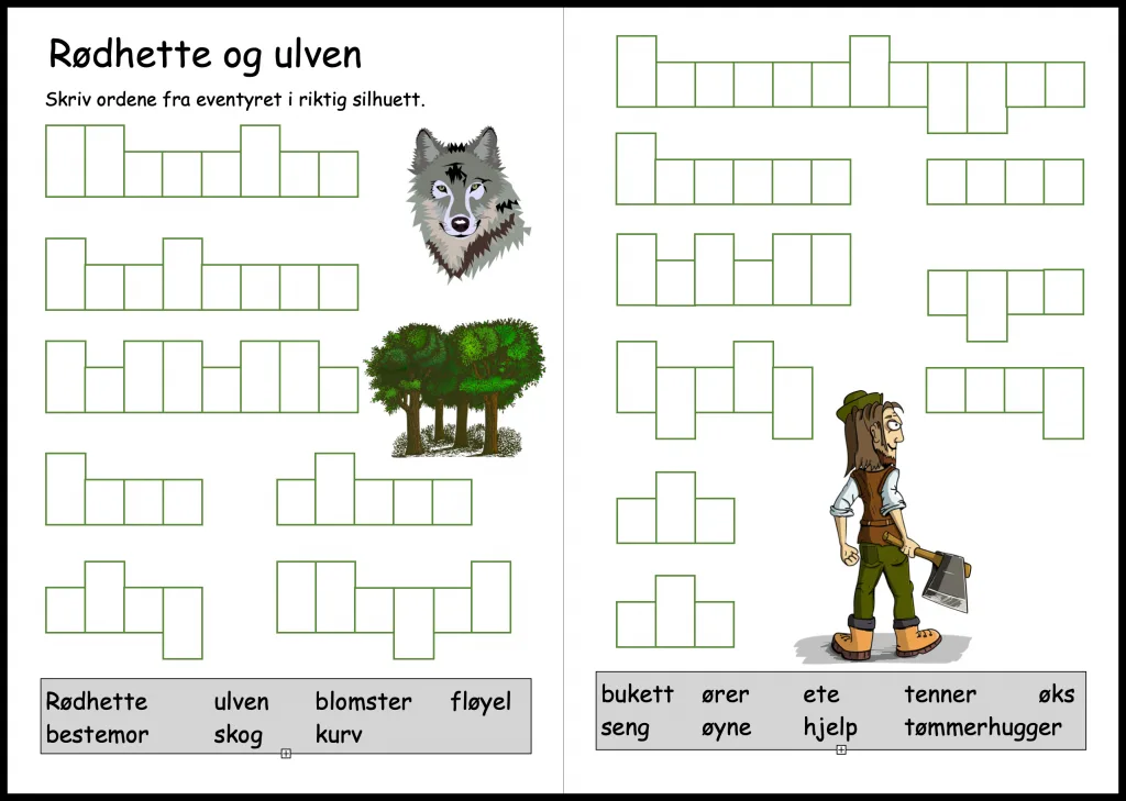 Eventyr 4 Rodhette og ulven silhuetter 1