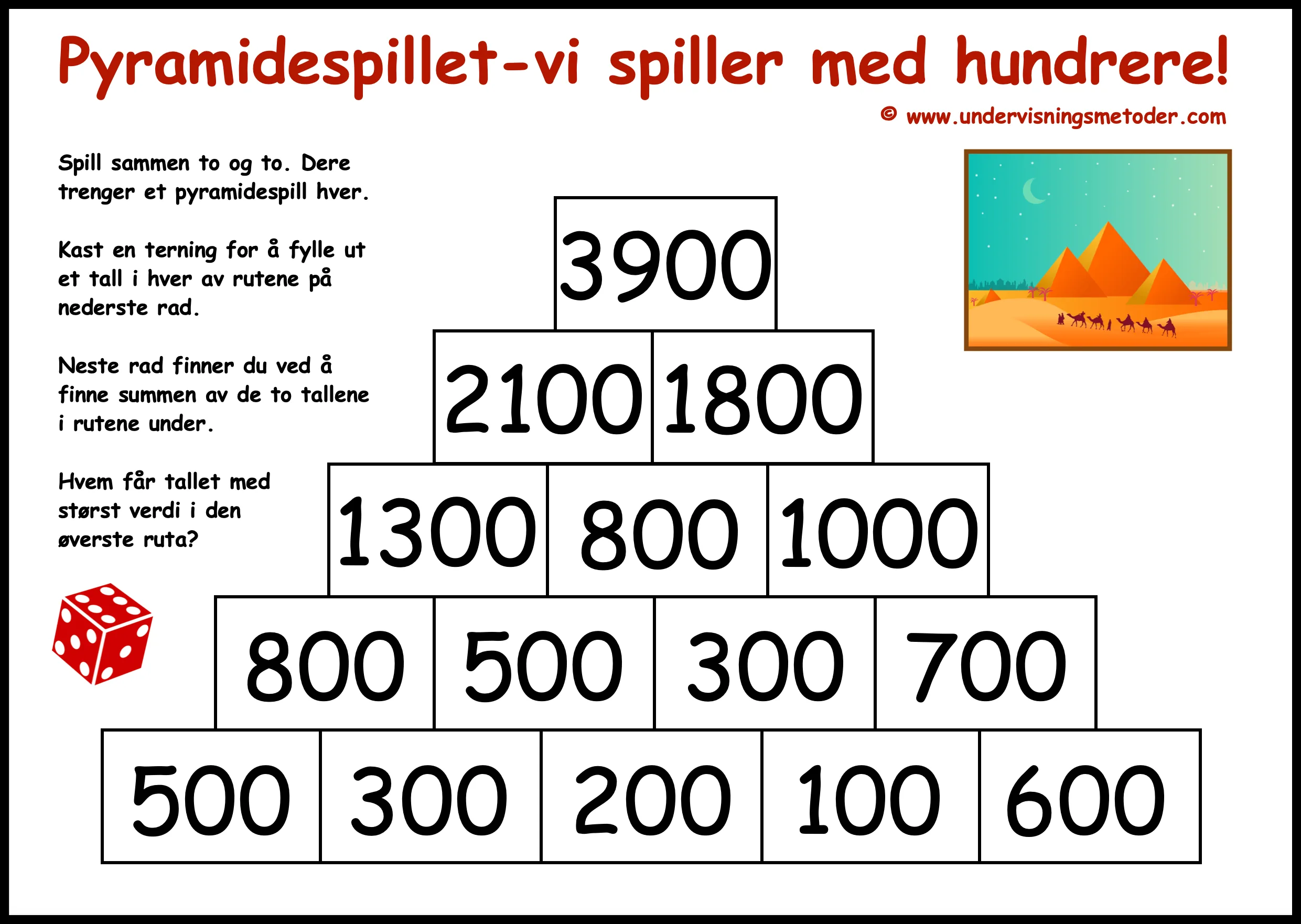 PYRAMIDESPILLET: Et terningsspill - lær addisjon, subtraksjon og sammenhengen mellom regneartene - Bilde 4