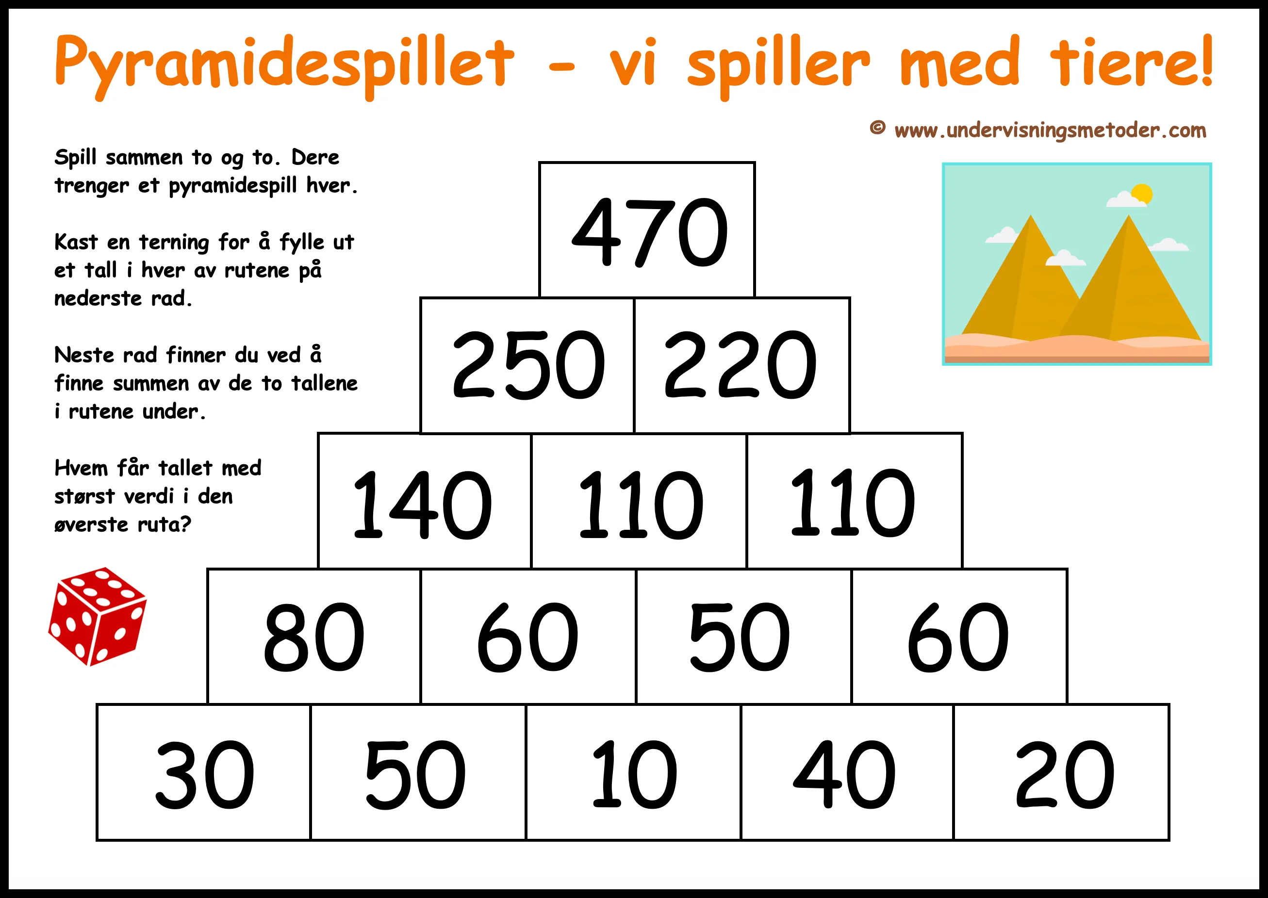 PYRAMIDESPILLET: Et terningsspill - lær addisjon, subtraksjon og sammenhengen mellom regneartene - Bilde 2