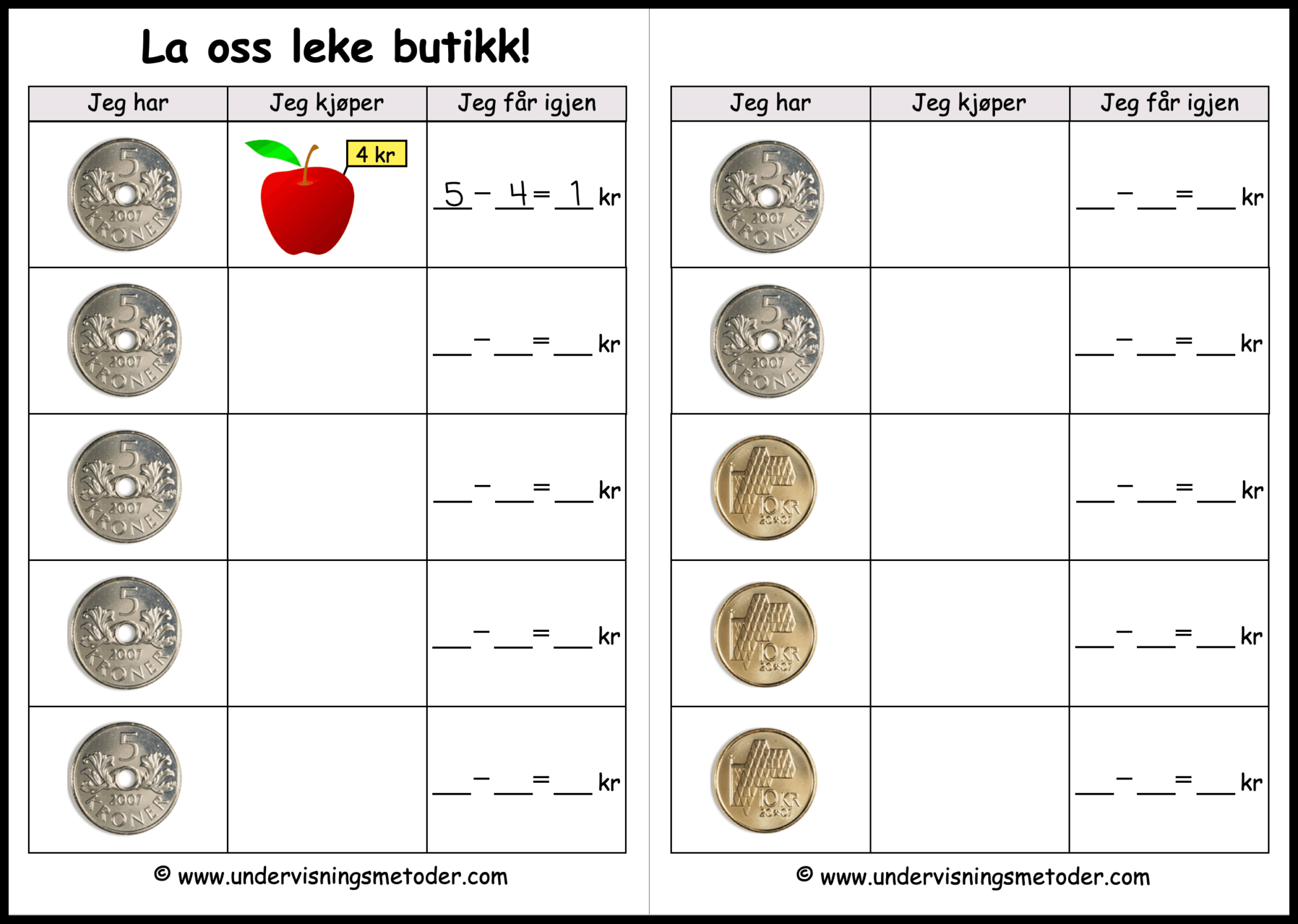 Butikk Og Penger Undervisningsmetoder