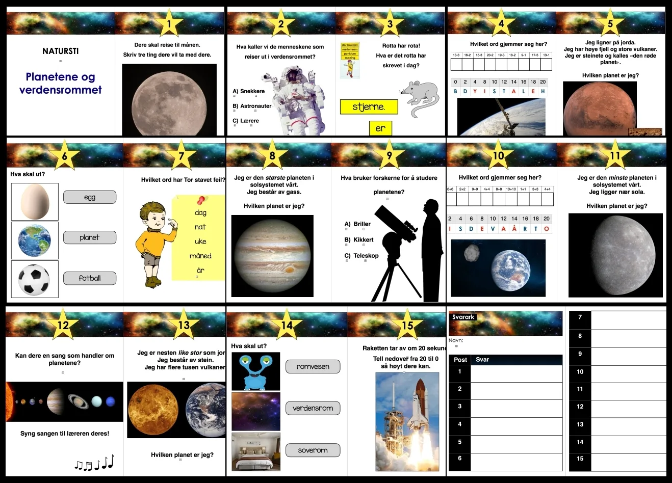 SAMLEPAKKE: Planetene og verdensrommet - Faktatekster, hentediktat, natursti og planetboka - Bilde 3
