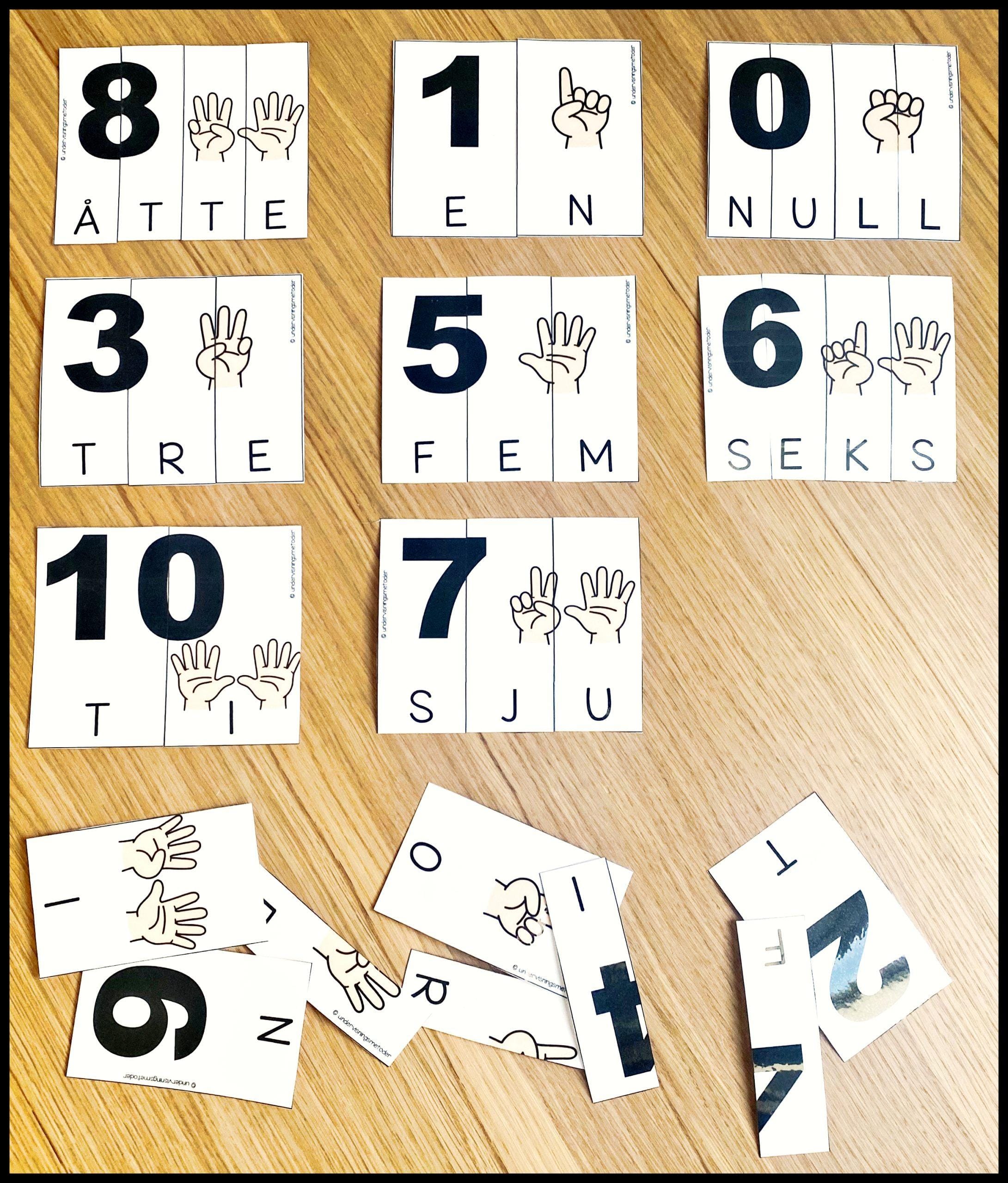 SORTERINGSSPILL: Puslespill med tallene 0-10