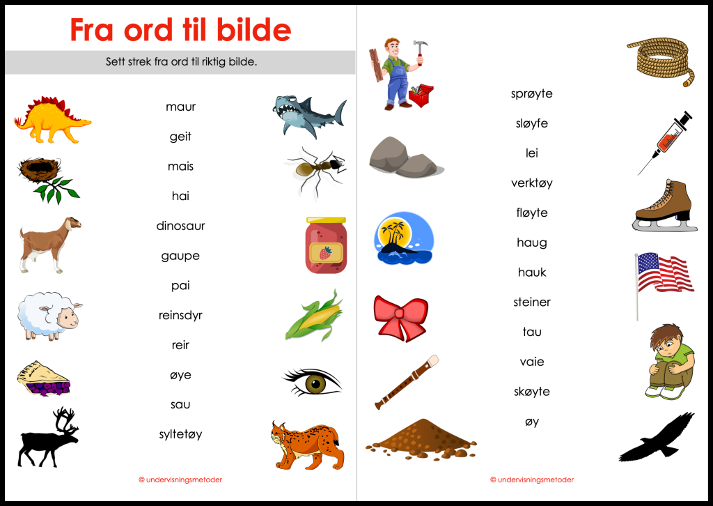 ord til bilde diftonger