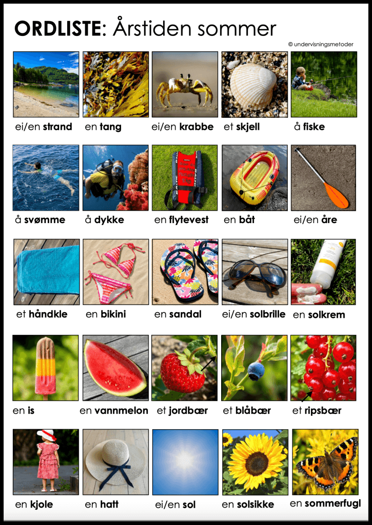 ordliste sommer