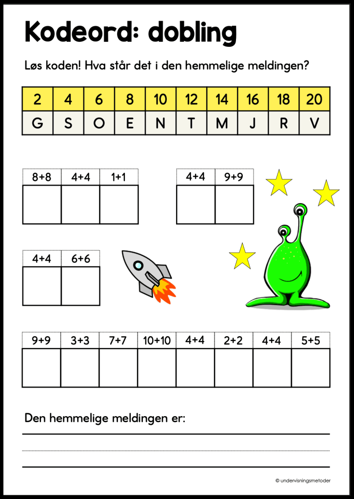 Dobling/halvering 4 kodeord dobling