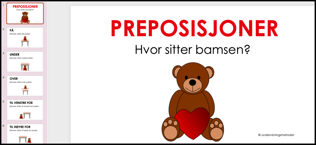 Preposisjoner 2 pp bamsen sitter preposisjoner
