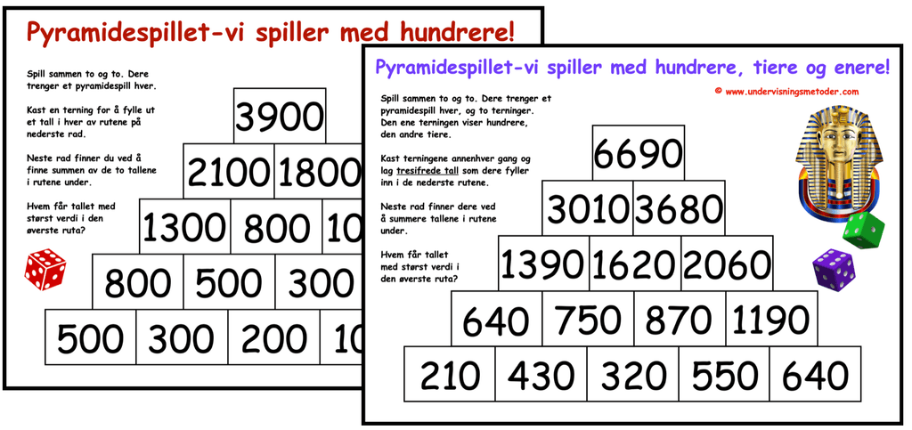 Tall- og mengdeforståelse 0-1000 15 pyramidespill 0 1000